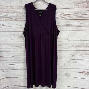 Maggie Barnes Women's Purple Surplice Sleeveless Midi Dress Size 4X